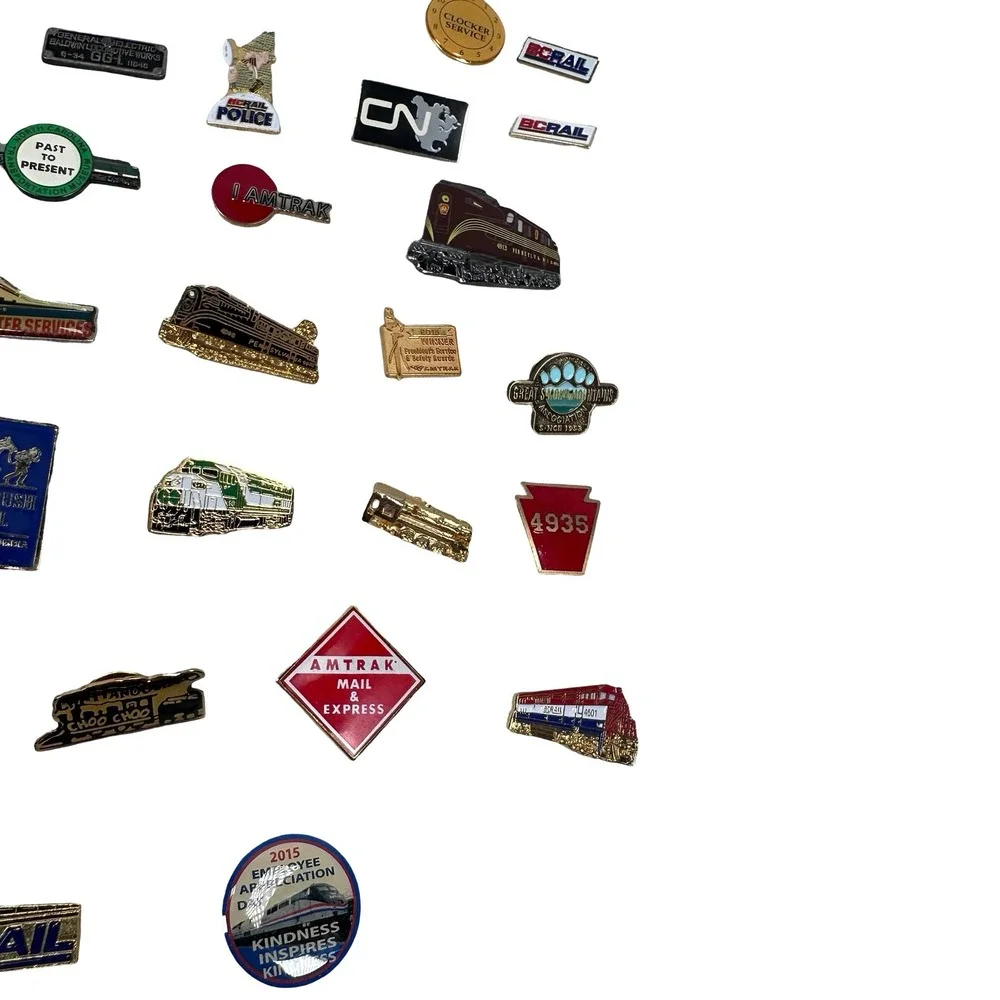 Assorted Vintage Train Railroad‎ Enamel Metal Lapel Pin Huge Lot Amtrak Employee